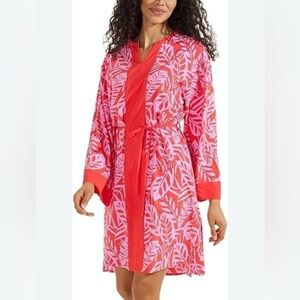 Coolibar Calvada Cover-up Kimono Dress Hot Pink Floral UPF 50 XS NWT